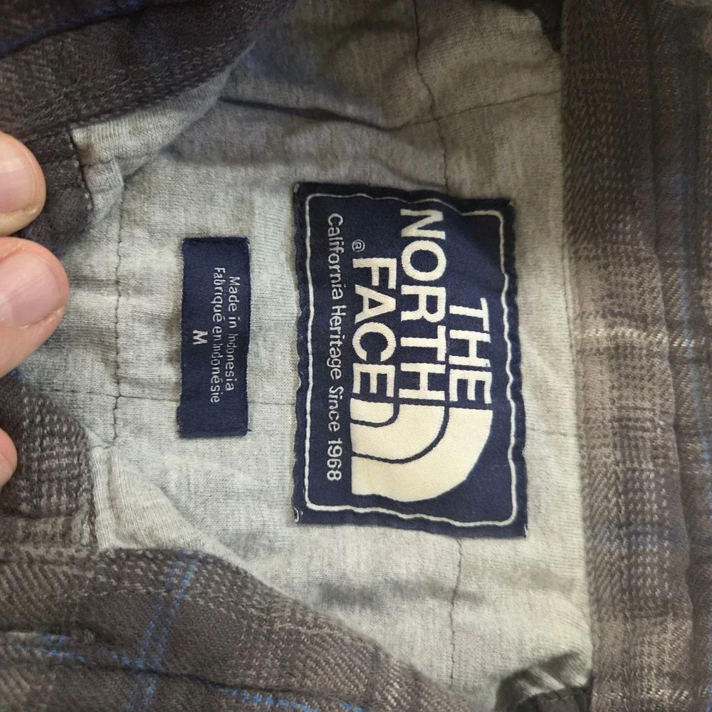 The North Face Mens Gray Plaid Quilted Lined Flannel Shirt Jacket Size M